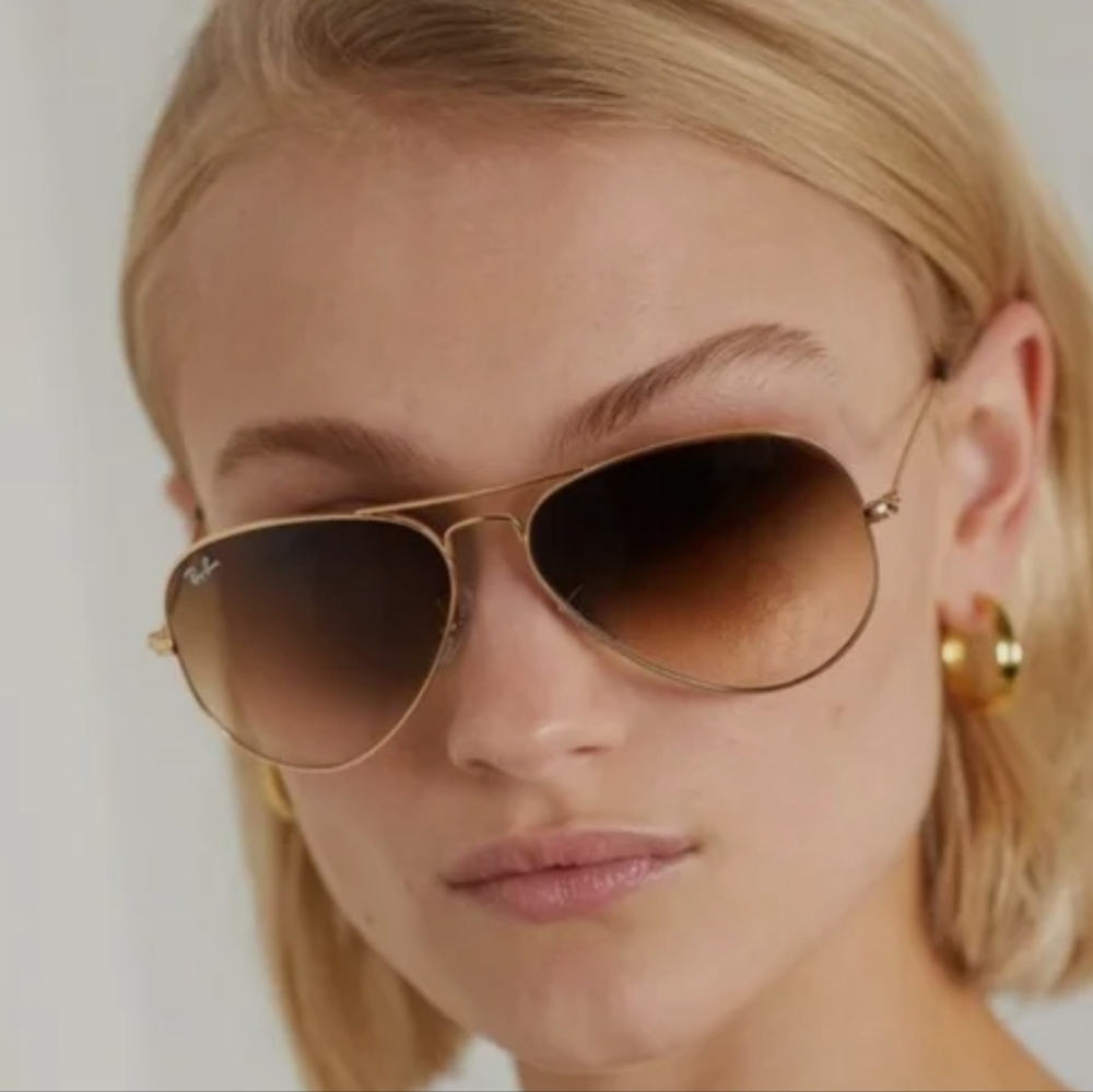 Retro Aviator Sunglasses Brown Lens Gold Frame Foster‎ Grant